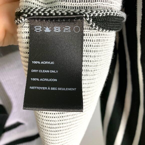 Staring At Stars Cardigan Sweater Womens XS Gray Black Striped Waterfall Front - Picture 9 of 10